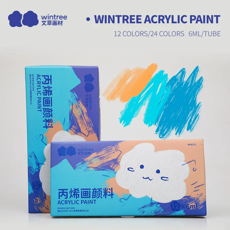 Wintree 6ml acrylic paint 24colors plastic tube