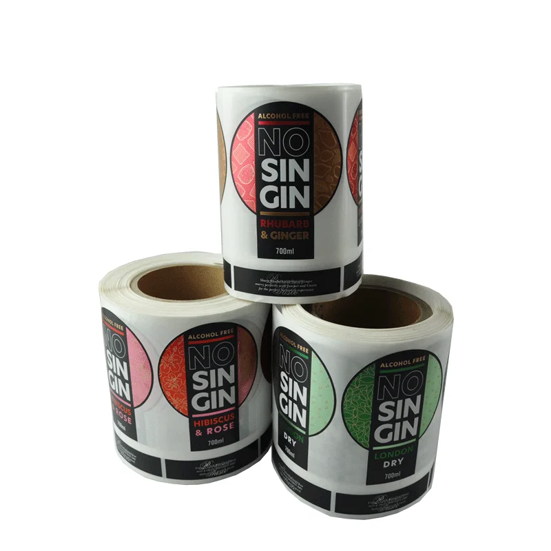 Customized Vinyl Sticker Coated Paper Gold Foil Packaging Labels For Wine Drinking Glasses Bottle