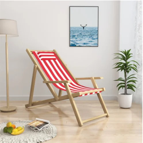 K&B wholesale high quality foldable wooden sea beach chairs adjustable height portable sun lounger beach chair