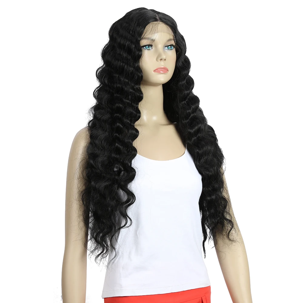 Wholesale Swiss Long 28 Inch Wavy Lace Front Wigs For Black Women Synthetic Blonde Cosplay Wig  Heat Resistant Synthetic Wigs