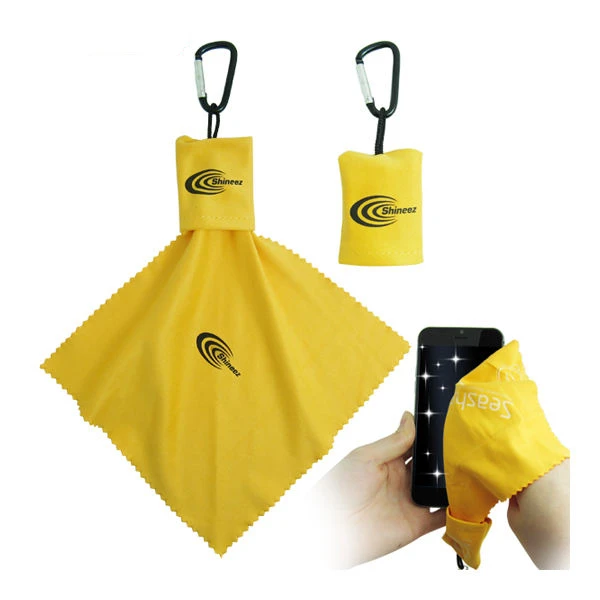 Microfiber Key Chain Lens Cleaning Cloth in Pouch Keychain