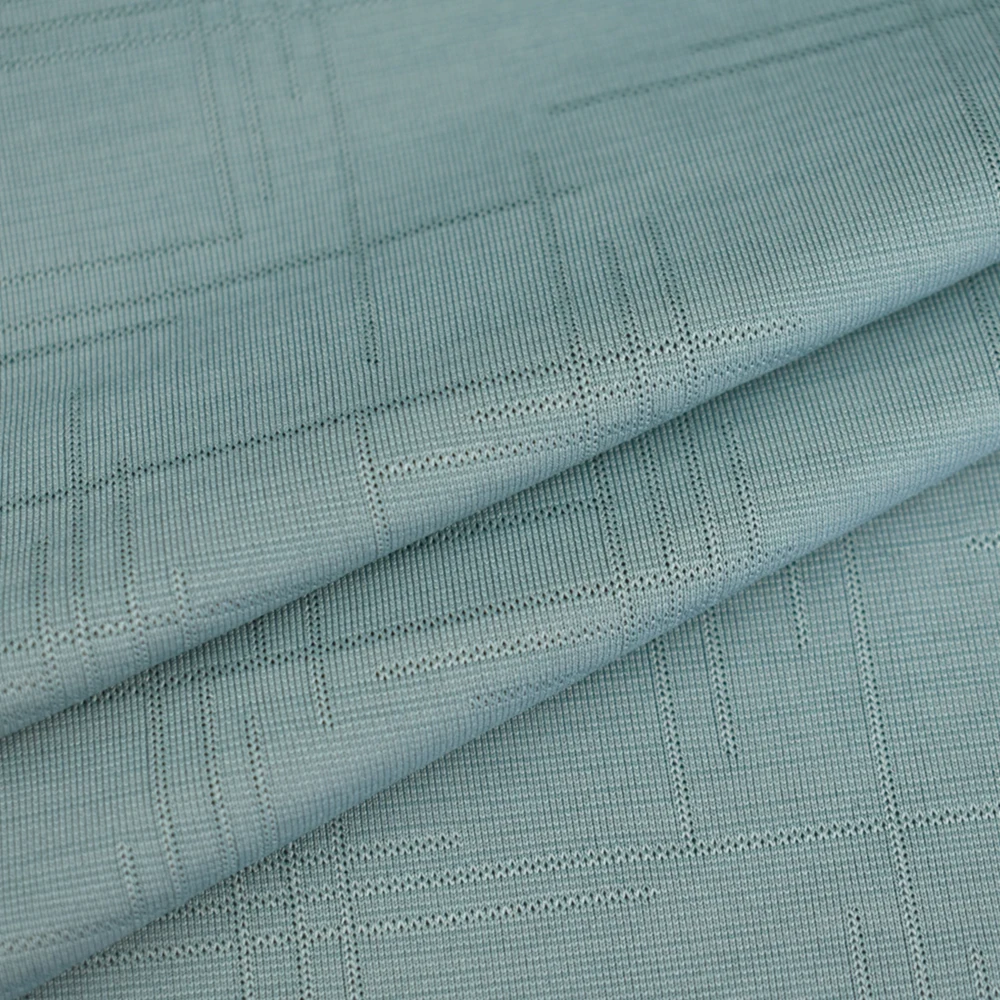 Good quality nylon polyester Cationic stretch single jacquard knitted fabric spandex for T-shirt 170gsm