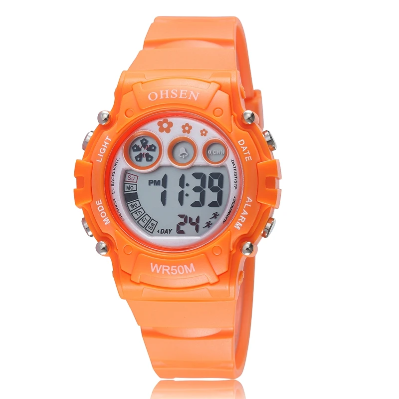 OHSEN 1508 Brand Kids Waterproof Sports Wristwatch Alarm Electronic Clock 50m Waterproof Fashion Boy Girl Children Digital Watch