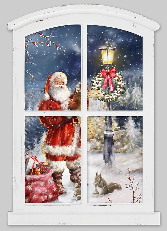 Wholesale custom Christmas snowman led light wall art poster LED Christmas window framed wall art canvas painting for home decor