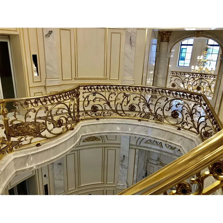 Custom wrought iron stair railing designs spiral/curved staircase handrail design