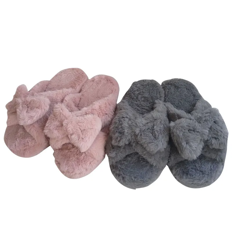 Autumn and winter plush new ladies leisure and lovely butterfly indoor warm thick sole slippers