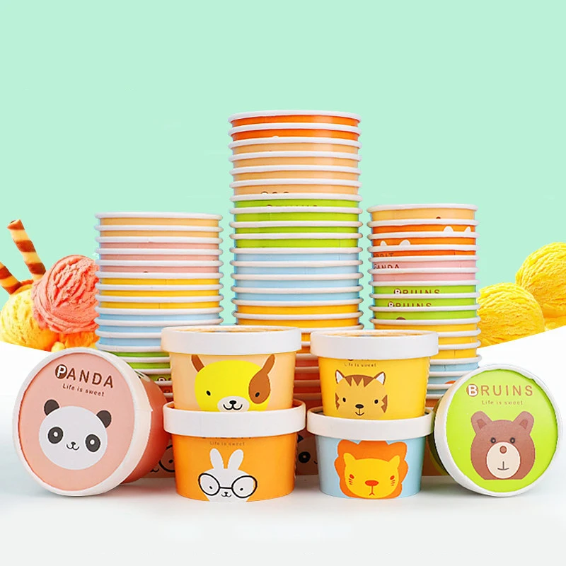 Disposable 2oz 10oz 16oz custom printed frozen yogurt paper ice cream cup