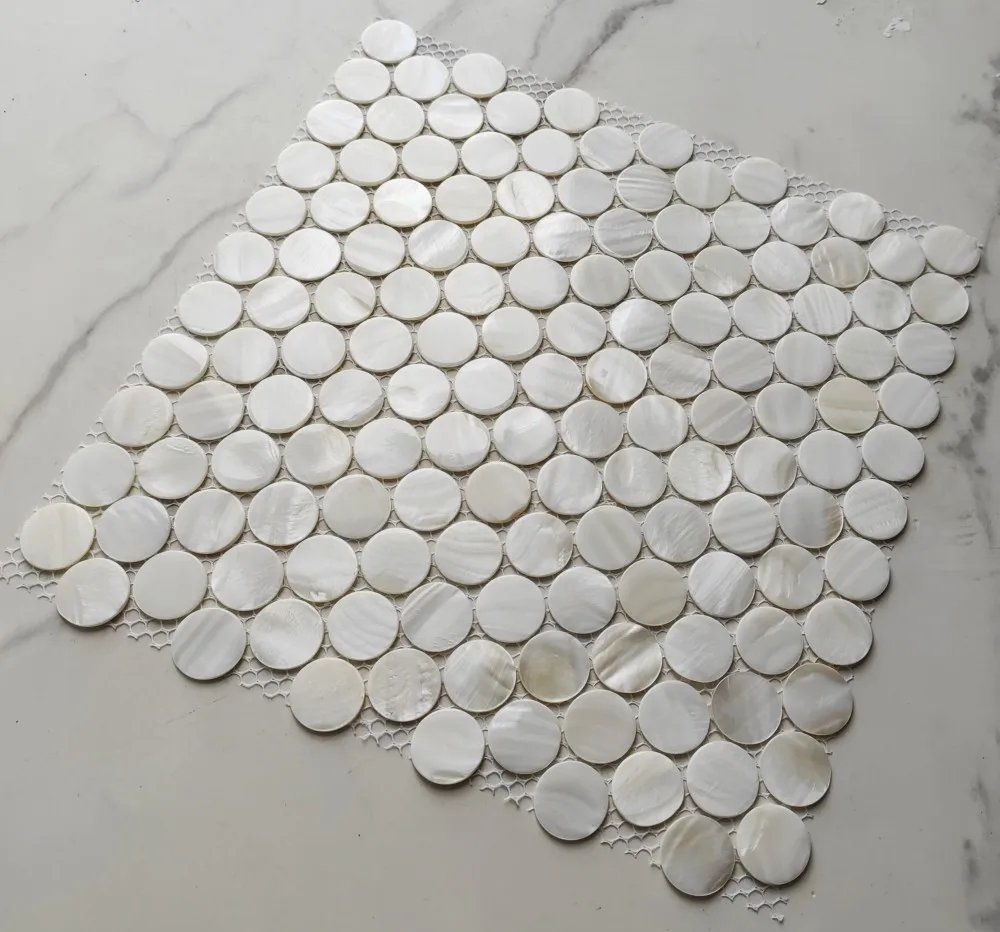 China Factory Round Shape Super White Mother Of Pearl Shell Mosaic Tiles Sheet Kitchen Backsplash