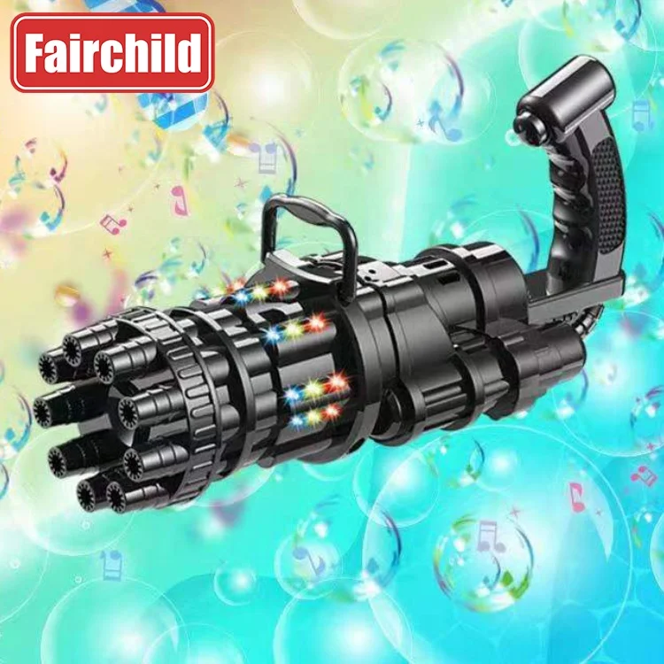 2024 Hot Sale Toys Summer Park Gift Black Electric Soap Bubble Machine Gatling Gun Bubble Toys