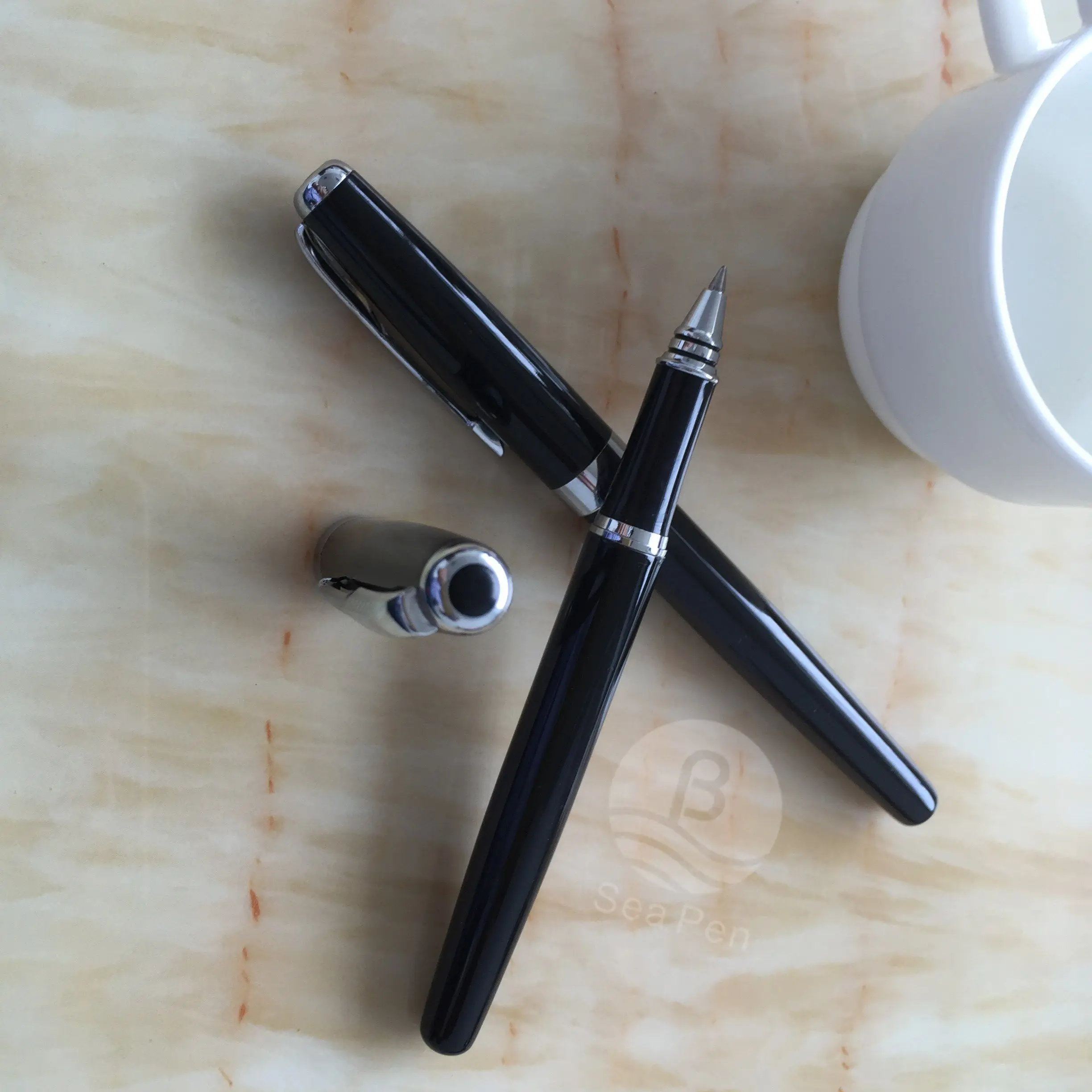 Black Metal roller ink ball pen custom logo