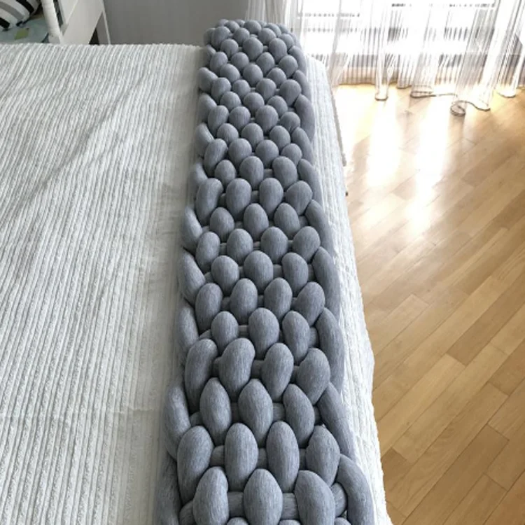 F-5672 fashion chunky knot bed runner handmade custom king bed scarf knitted soft big throw blankets wholesale