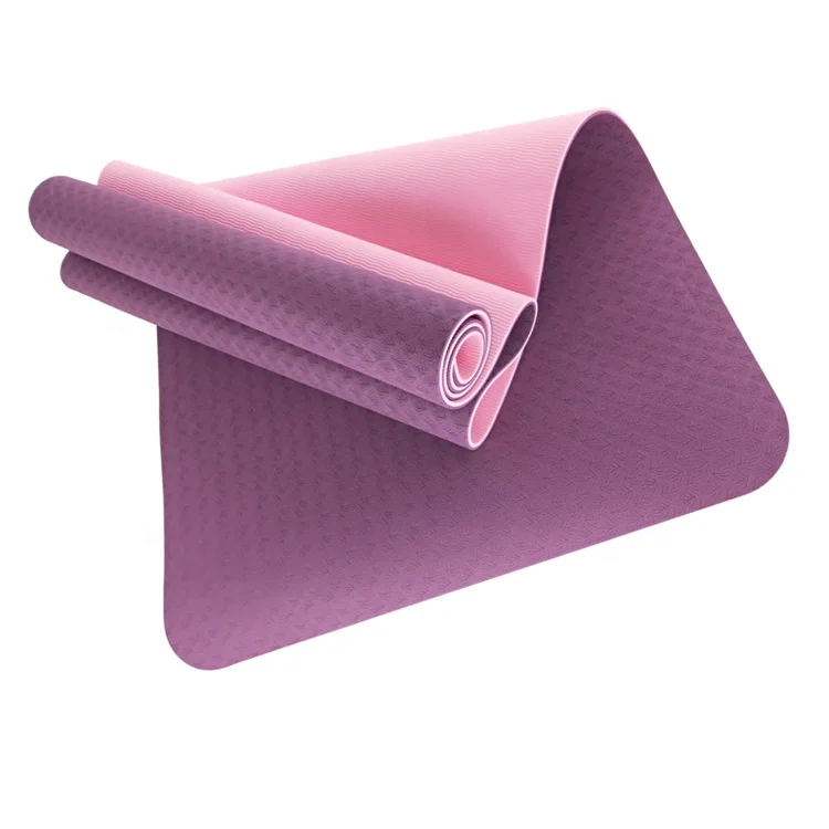 Double Layers Promotion Gym Tpe  Anti-Skid Folding Yoga Mat Bags Wholesale Suede Yoga Mat