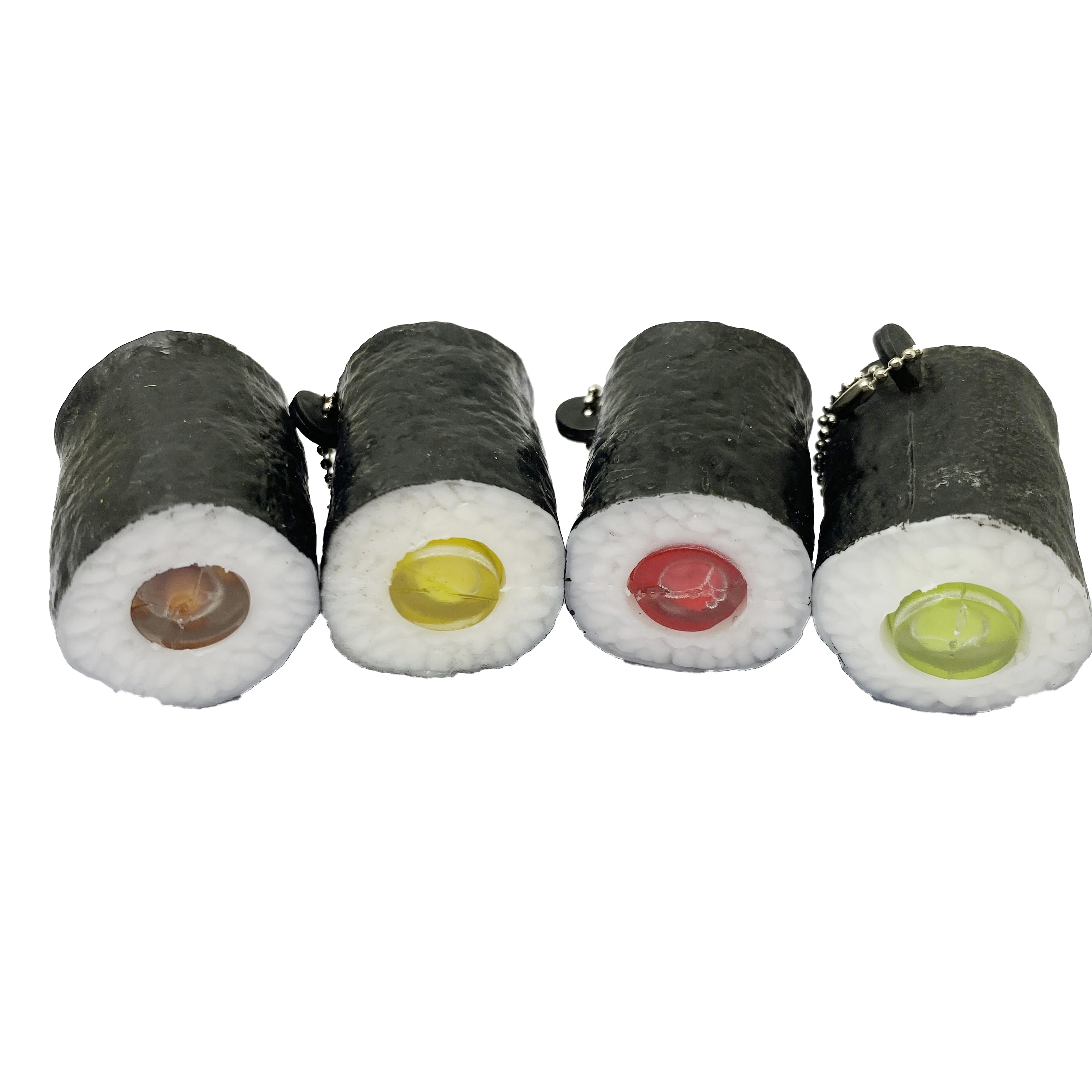 Hot Seller TPR Fidgets Toys Sushi Pop Squeeze Rubber Sushi Squishy Stress Keychain Toys