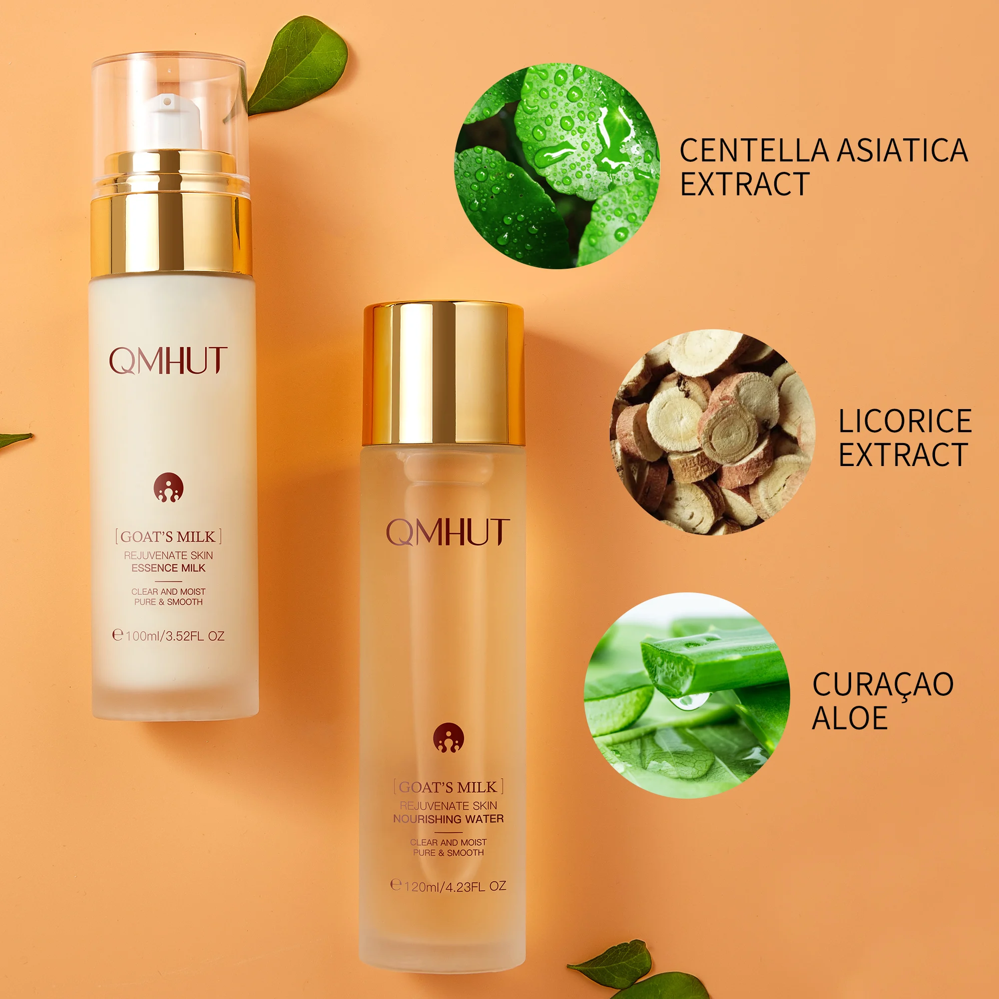 Oem Odm Moisturizing Goat Milk Serum Toner Firming Repairing  2 Pack Set Skin Care Kit For Travel