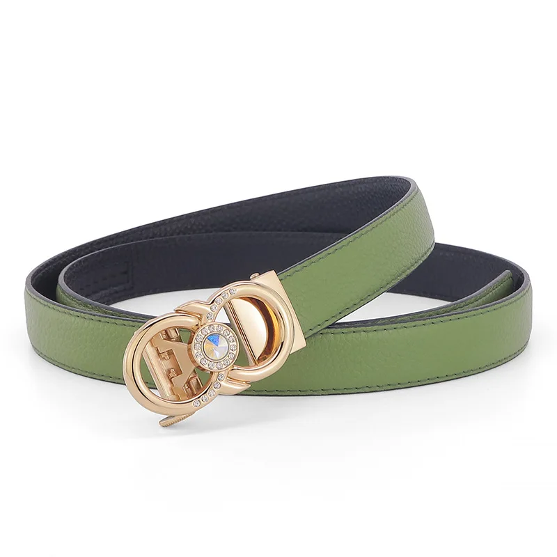 High quality 2.4cm width customized zinc alloy 8 shape logo crystal diamond easy clip removable automatic buckle belt for women