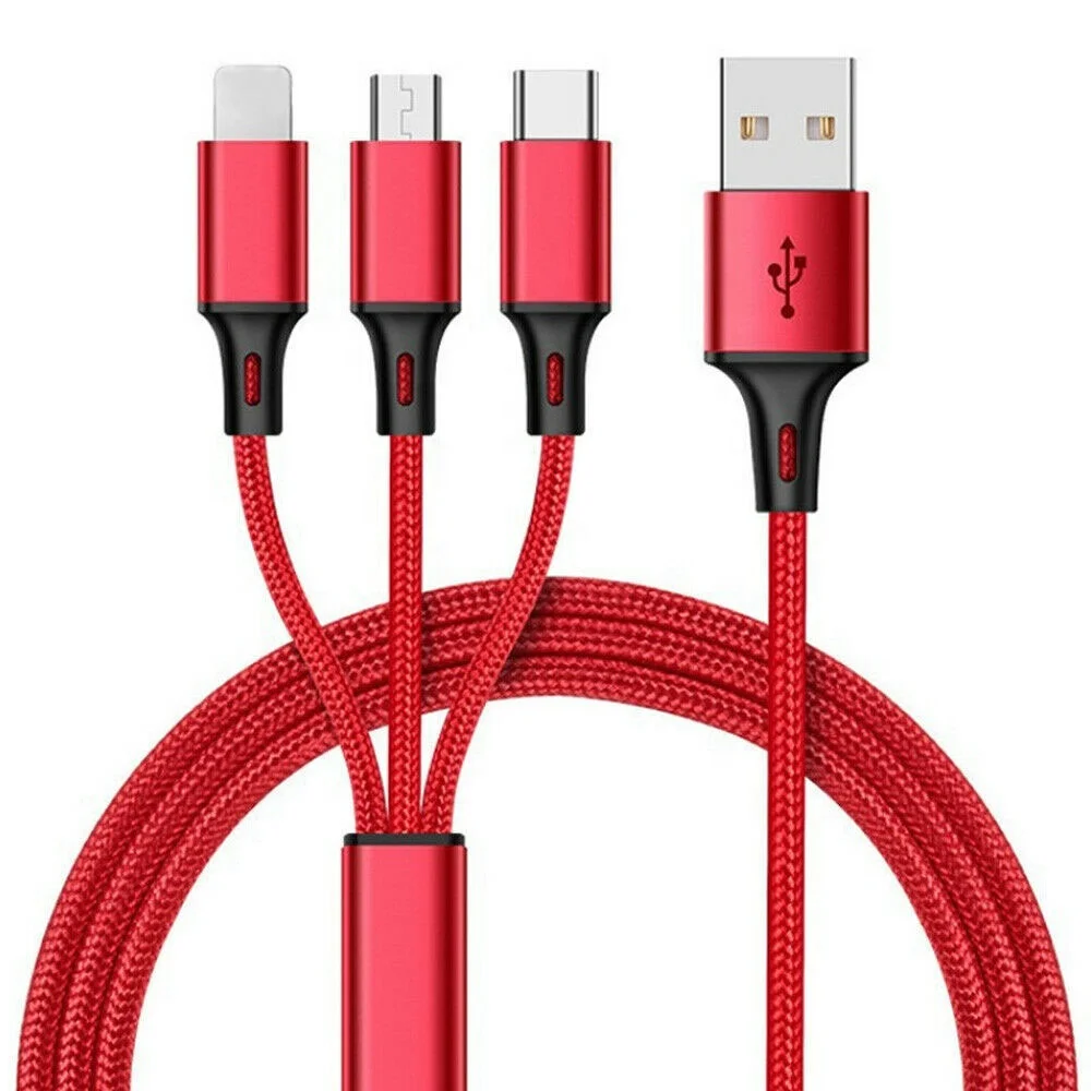 
3 in1 Split USB Charging Cable Universal Multi Function Cell Phone Charger Cord 