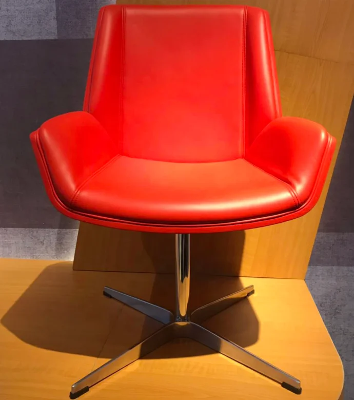 red executive medium back luxury wooden leather cushion office chair