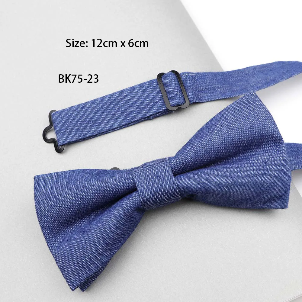 Solid Color Cotton Bow Tie Flexible Denim Bowtie Smooth Necktie Soft Butterfly Decorative Pattern Ties