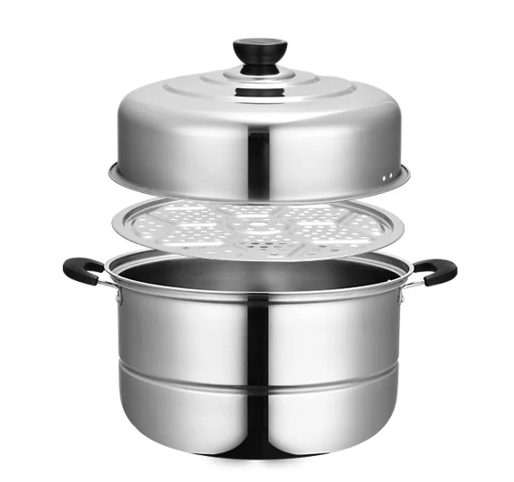 House Cooking Steaming Pot Stainless Steel Steamer with Glass Lid Cookware Soup For Restaurant Kitchen