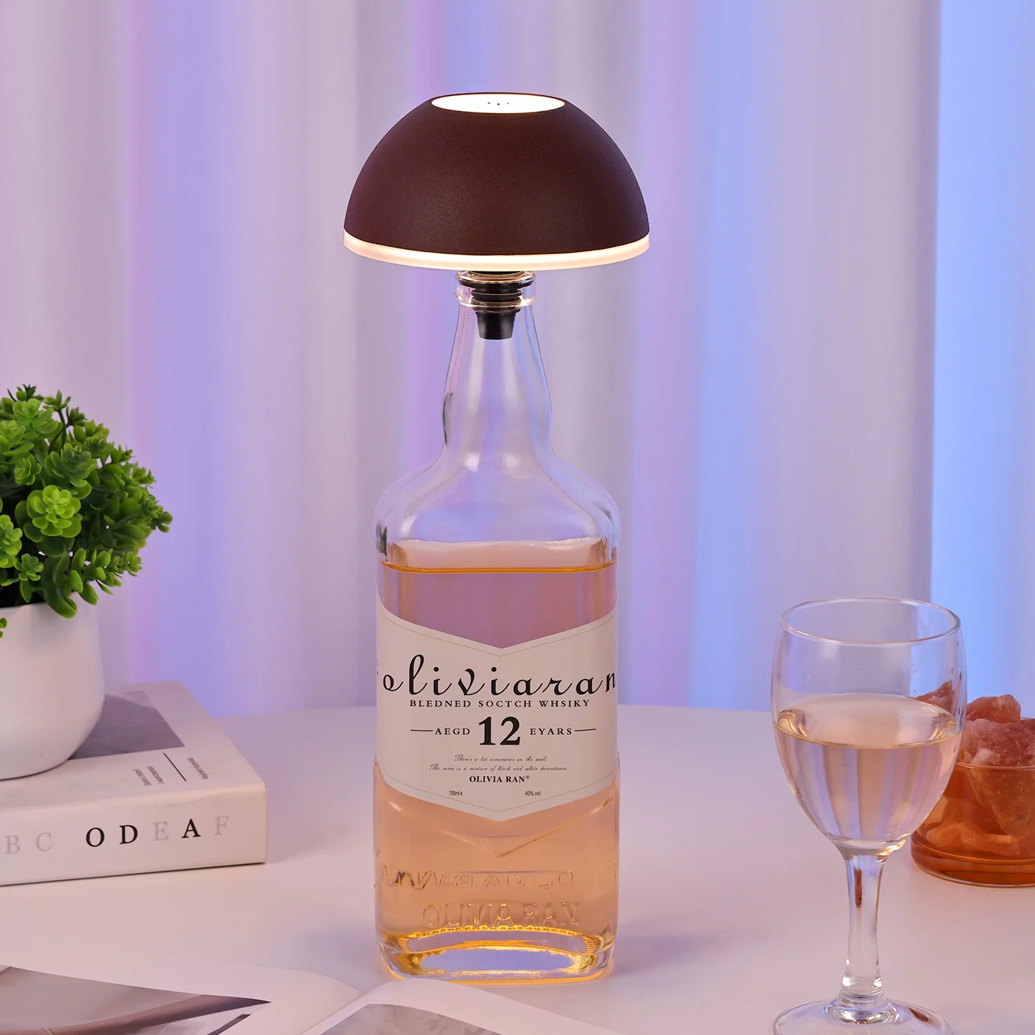 Fancy round Wine Bottle Mall Restaurant Decor Touch Dimmer 3 Light Metal Shade Ornaments LED Desk Lamp With Clear With socket