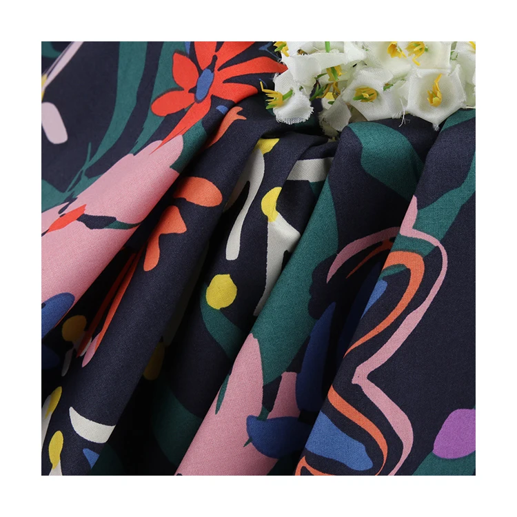 100% poplin cotton fabric cotton floral print clothing dress shirt cheongsam fabric