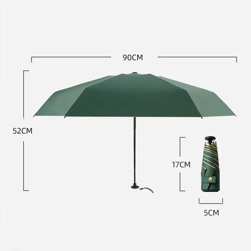 Mini umbrella Lightweight Five-folding Umbrella UV protection Black coating Sunny and Rainy Umbrella
