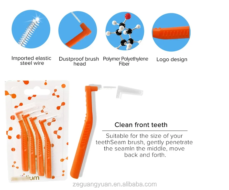 factory  directly supply 5pcs blister card package top quality L shape interdental brush