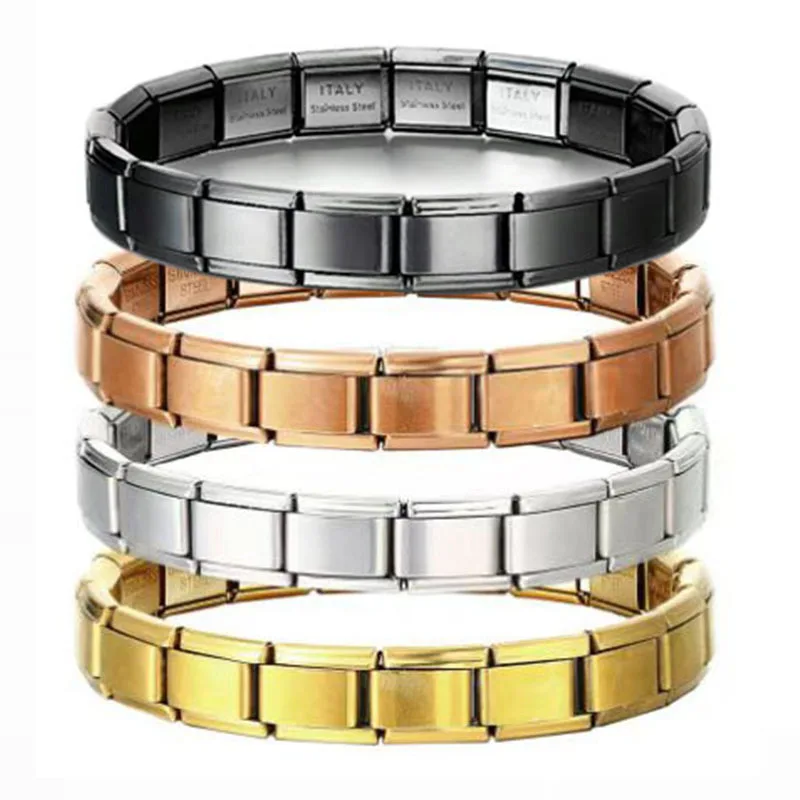 Wholesale High Polished 18pcs Links Italian Charm Bracelet Stainless Steel Italian Classic Bracelet