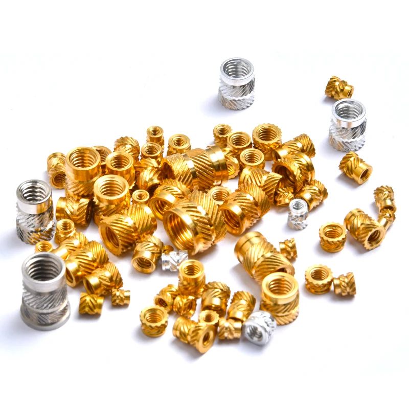 OEM Hot sales M2 M3 M4 M5 M6  threaded insert brass nut copper knurled nut Hot melt embedded nut for plastic