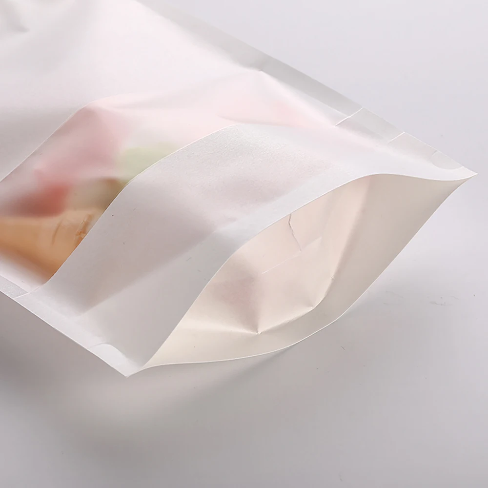 4*6 8*12 food packaging,kraft stand up pouch with window, matte doypack packaging for small business
