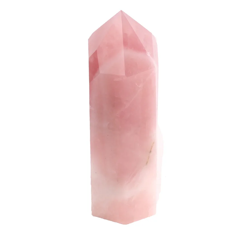 Natural pink crystal wand point rose quartz tower for home deco