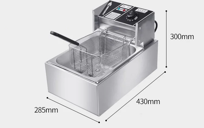 Professional 6L Kitchen Commercial Electric Chicken Wing Deep Fryers French Fries Fryer Machine with Temperature Control