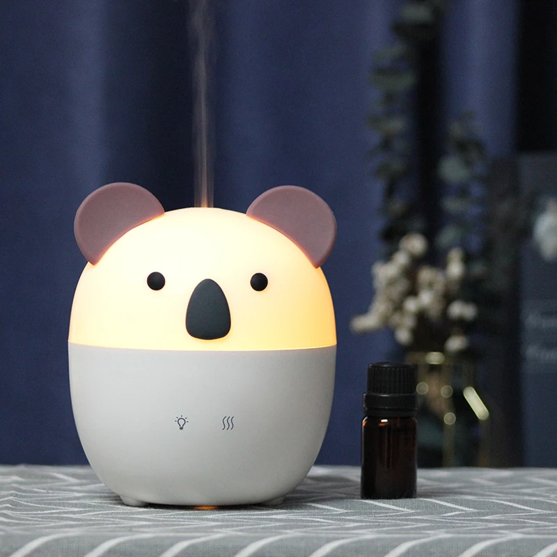 7 colors and dimmable mini cartoon bear shape baby warm light ultrasonic aromatherapy essential oil diffuser