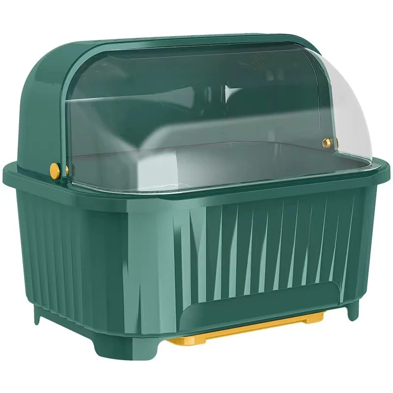 Drainage cupboard with lid for household kitchen with bowl box for dishes and dishes shelf for dishes and cutlery