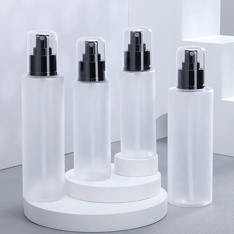5oz frosted pet plastic skin care lotion cosmetic spray bottle 100ml cosmetic matte pet lotion spray bottle with black sprayer