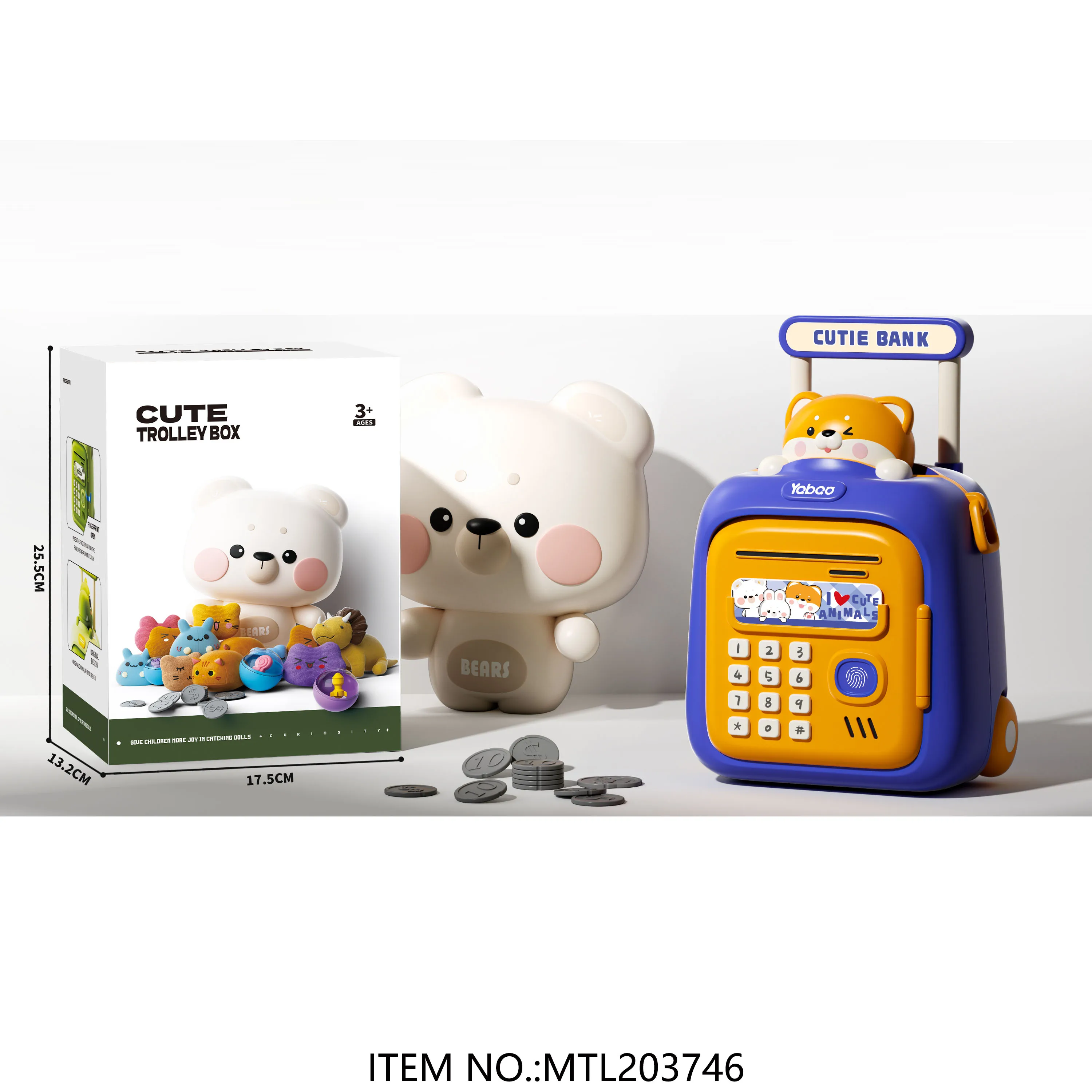 Unique Design Cartoon Bunny Electric Money Saving Piggy Banks Kids ATM Saving Bank Cash Money Box Toy for Girls