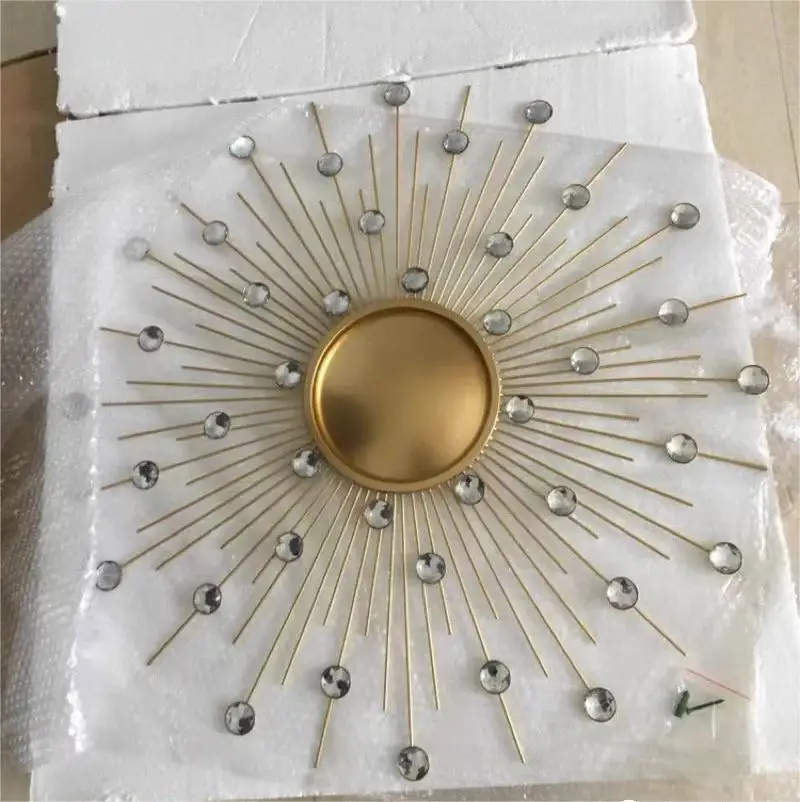 Factory Nordic Style Luxury Gold Wall Mirror Decoration 3D Sun Flower metal Wall Art Decor For home decor