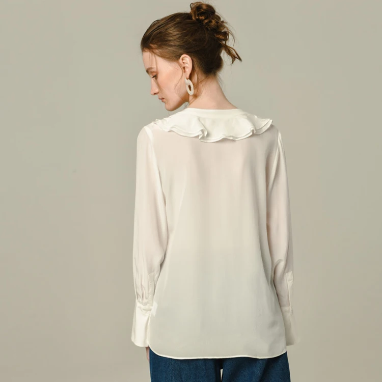  Womens Clothes Women Long-Sleeved Silk Top Blouses Shirt With