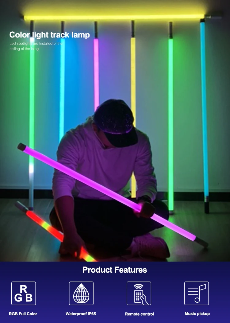 RGB tube bar studio light rechargeable wand led stick photo booth dj  stage tube light video with stand tv
