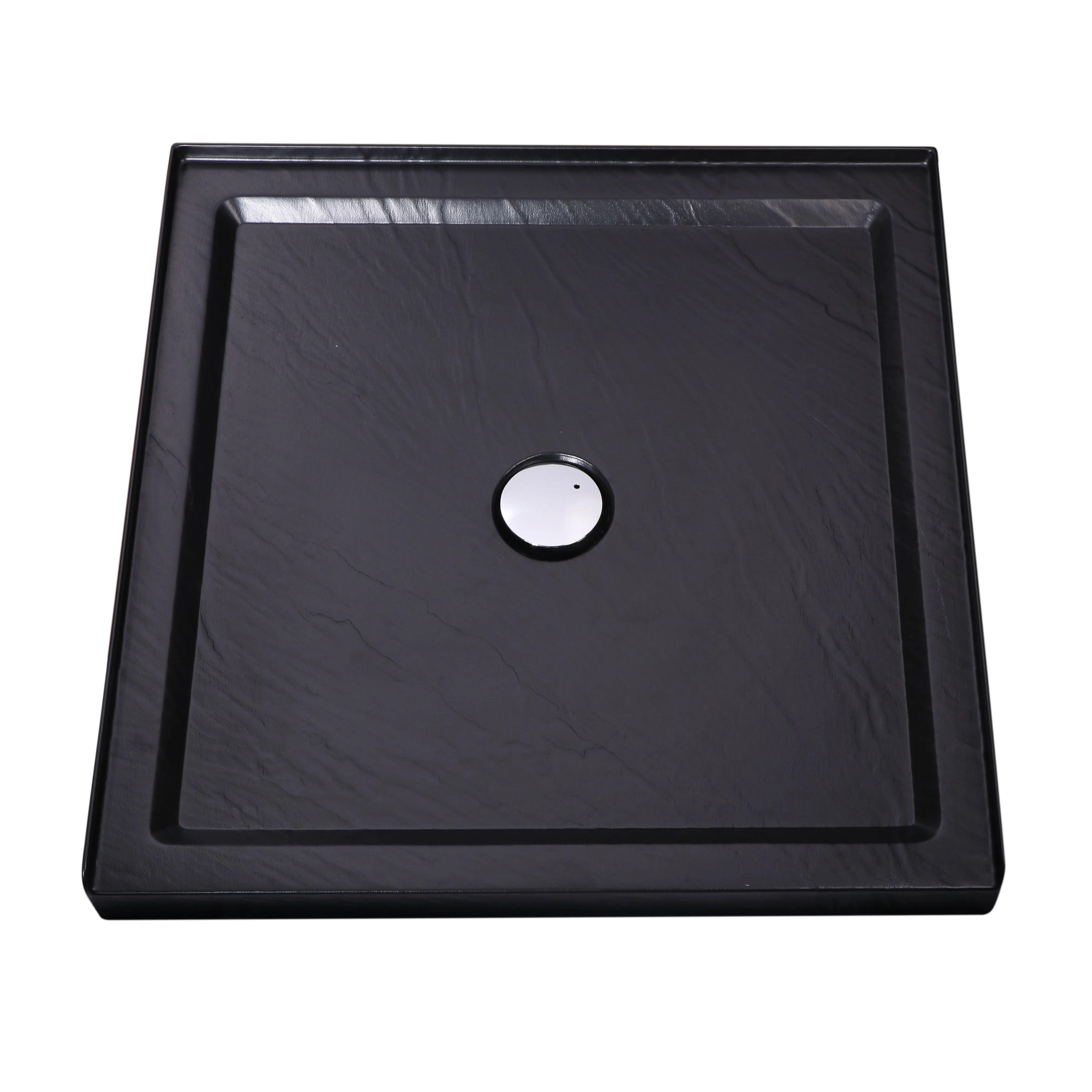 Black acryl shower base with artificial stone surface