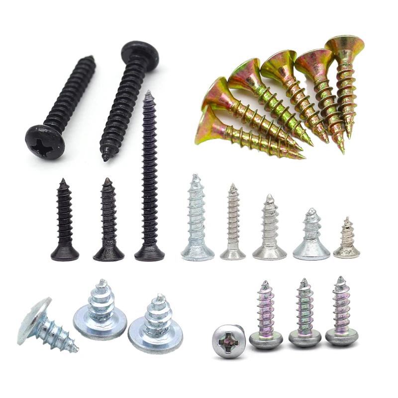 M1.7 M1.8 M2 M2.3 M2.5 M2.6 M2.8 M3 M3.5 M4 M5 Micro Zinc Steel Sheet Metal Phillips Flat Head Wood Self Tapping Screws