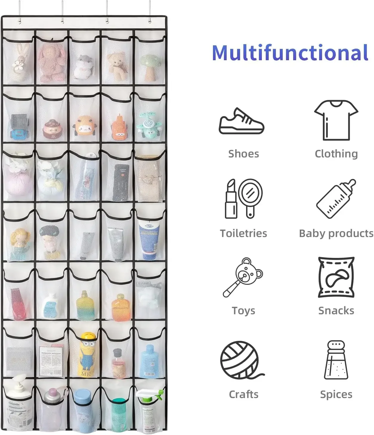 35 Pocket Wall-mounted Sundries Shoe Organiser Closet Storage Shoe Rack Mesh Pocket Clear Hanging Over The Door Shoe Organizers
