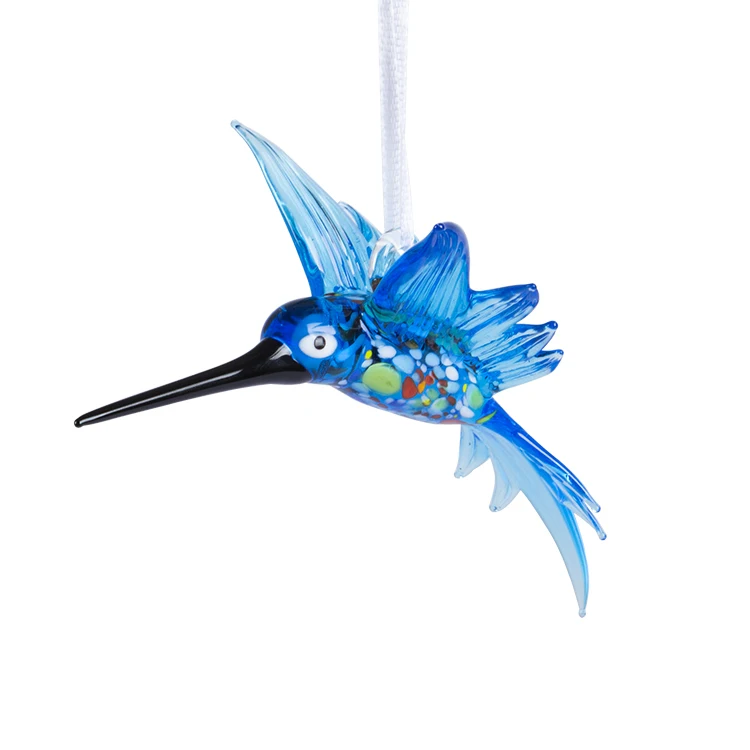 Handmade lamp working glass bird figurine hanging Christmas ornaments China