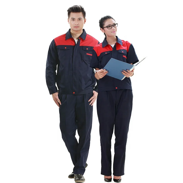 Летняя контрастная унисекс рабочая одежда с коротким рукавом и логотипом под заказ для механика униформа