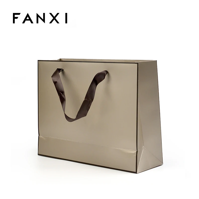 FANXI Высококачественная сумка для ювелирных изделий с логотипом на заказ шоппинга ручкой бумажная покрытием