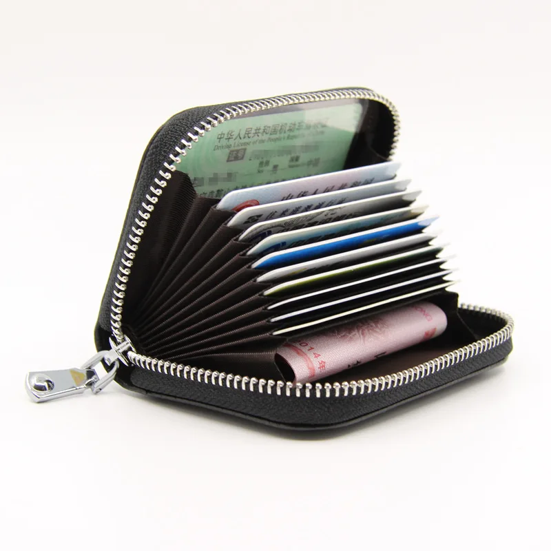 2022 Hot Sales 12 Card Genuine  Leather RFID Card Holder Wallet Women Casual Wallets Minimalist Card Holder Wallet for Lady