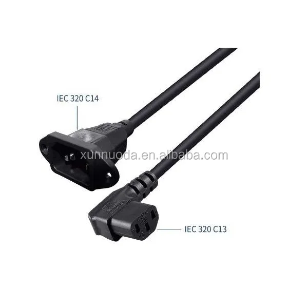 panel mount IEC C14 power cord to left right angle C13