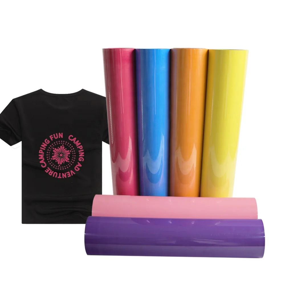 Wholesale Htv Iron on Vinyl Flex Heat Transfer Press PVC Glossy Rolls T-shirts Garments Printing