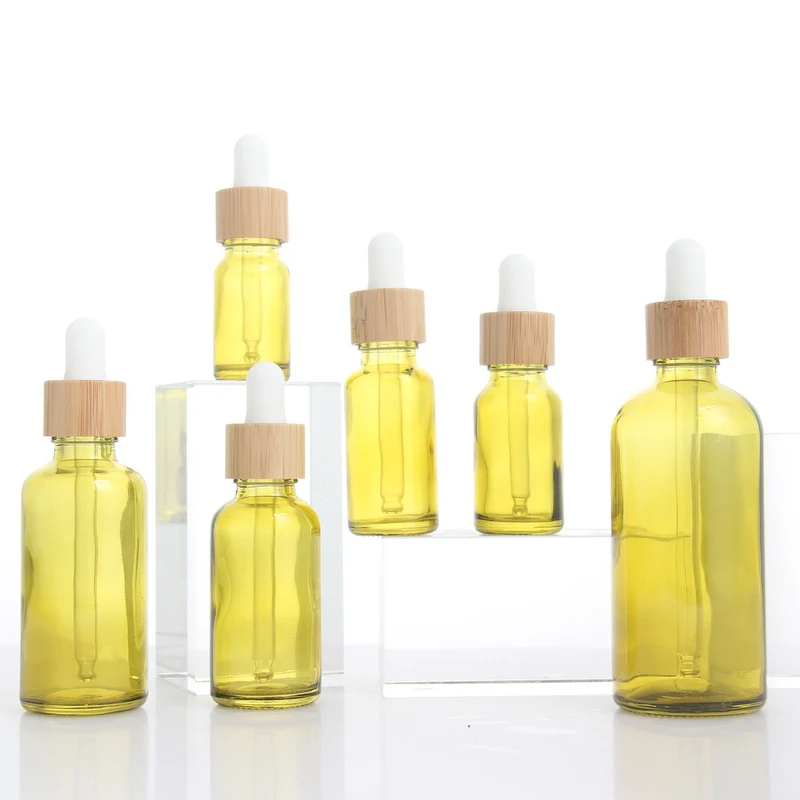 5ml-100ml Home Use Bamboo Skincare Essential Oil Bottle 1 OZ Bamboo Serum Bottle with Glass Pipette for Wholesale