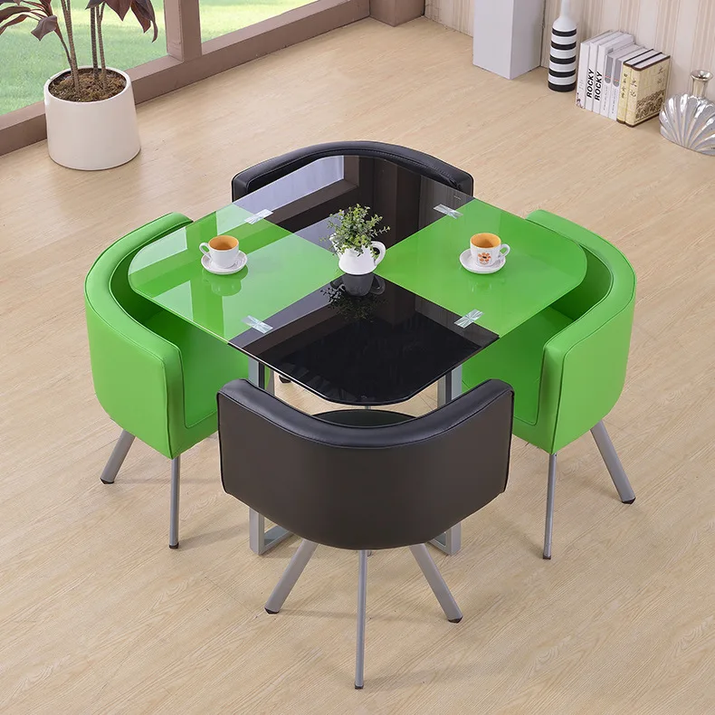 Glass Dining Table and Chairs Set of 4 for Small Kitchen Dinette 5 Piece Contemporary Tempered Glass Square Table and 4 Chairs